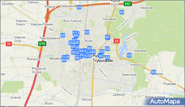 mapa Piotrków Trybunalski, Piotrków Trybunalski na mapie Targeo