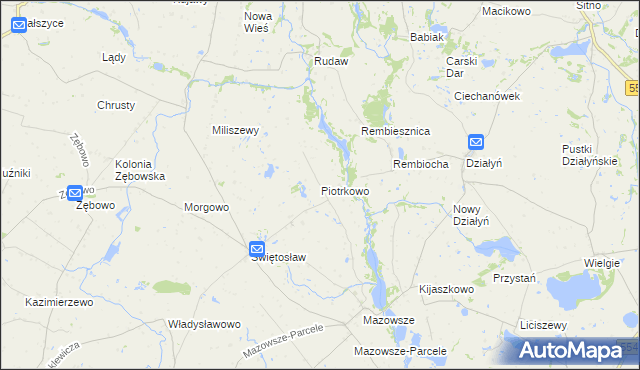 mapa Piotrkowo gmina Ciechocin, Piotrkowo gmina Ciechocin na mapie Targeo