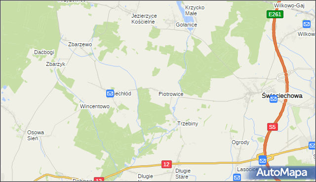mapa Piotrowice gmina Święciechowa, Piotrowice gmina Święciechowa na mapie Targeo