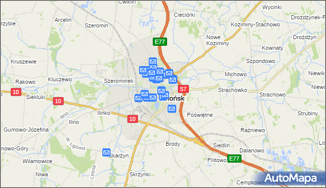 mapa Płońsk, Płońsk na mapie Targeo