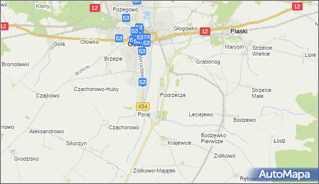 mapa Podrzecze gmina Piaski, Podrzecze gmina Piaski na mapie Targeo