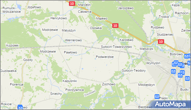 mapa Podwierzbie gmina Sierpc, Podwierzbie gmina Sierpc na mapie Targeo