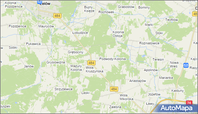mapa Podwody-Kolonia, Podwody-Kolonia na mapie Targeo