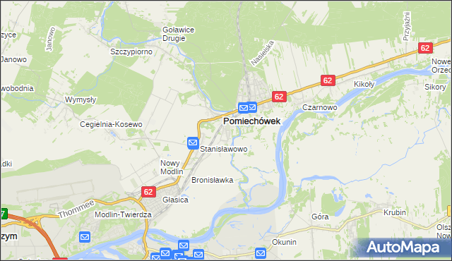 mapa Pomiechowo, Pomiechowo na mapie Targeo