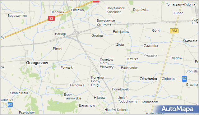 mapa Ponętów Górny Pierwszy, Ponętów Górny Pierwszy na mapie Targeo
