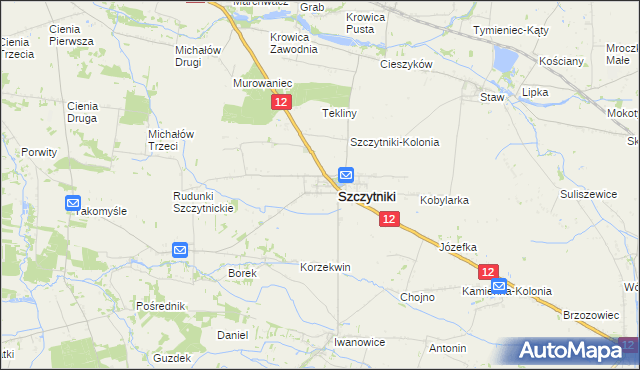 mapa Popów gmina Szczytniki, Popów gmina Szczytniki na mapie Targeo