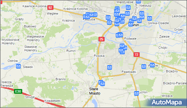 mapa Posoka gmina Stare Miasto, Posoka gmina Stare Miasto na mapie Targeo