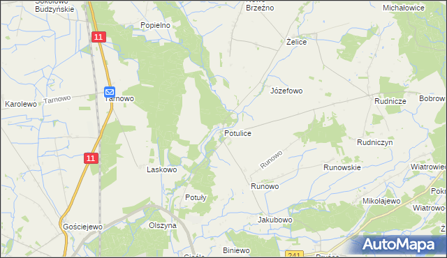 mapa Potulice gmina Wągrowiec, Potulice gmina Wągrowiec na mapie Targeo
