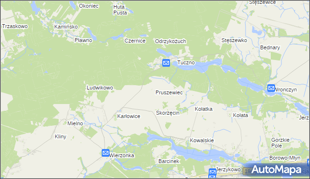 mapa Pruszewiec, Pruszewiec na mapie Targeo