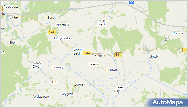 mapa Przełęk gmina Płośnica, Przełęk gmina Płośnica na mapie Targeo