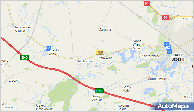 mapa Ptakowice gmina Lewin Brzeski, Ptakowice gmina Lewin Brzeski na mapie Targeo