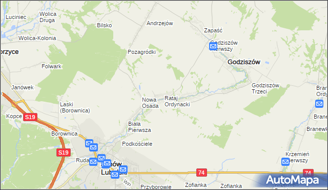 mapa Rataj Ordynacki, Rataj Ordynacki na mapie Targeo