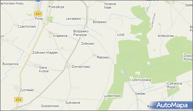 mapa Rębowo gmina Piaski, Rębowo gmina Piaski na mapie Targeo