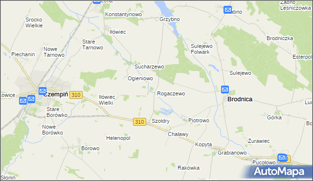 mapa Rogaczewo gmina Brodnica, Rogaczewo gmina Brodnica na mapie Targeo