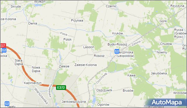 mapa Rososz gmina Ryki, Rososz gmina Ryki na mapie Targeo