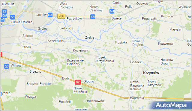 mapa Rożek Krzymowski, Rożek Krzymowski na mapie Targeo