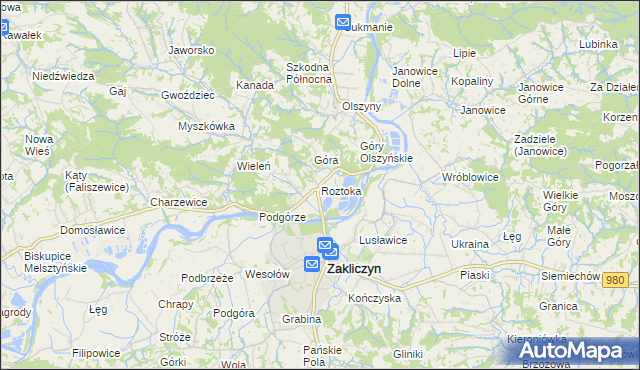 mapa Roztoka gmina Zakliczyn, Roztoka gmina Zakliczyn na mapie Targeo