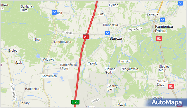 mapa Rudnik Mały gmina Starcza, Rudnik Mały gmina Starcza na mapie Targeo