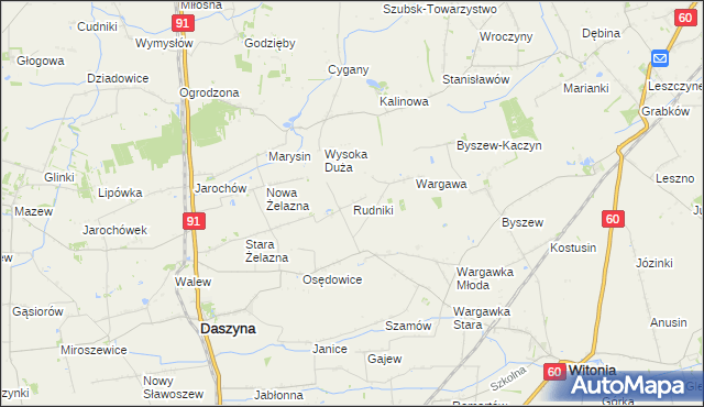 mapa Rudniki gmina Witonia, Rudniki gmina Witonia na mapie Targeo