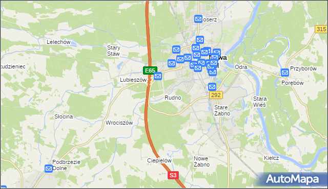 mapa Rudno gmina Nowa Sól, Rudno gmina Nowa Sól na mapie Targeo