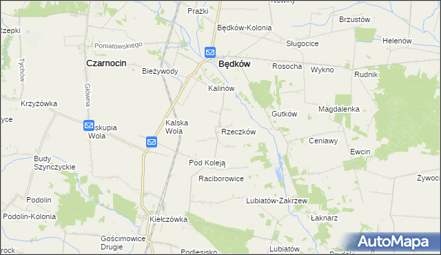 mapa Rzeczków gmina Będków, Rzeczków gmina Będków na mapie Targeo