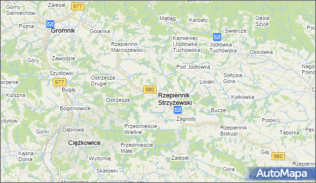 mapa Rzepiennik Strzyżewski, Rzepiennik Strzyżewski na mapie Targeo