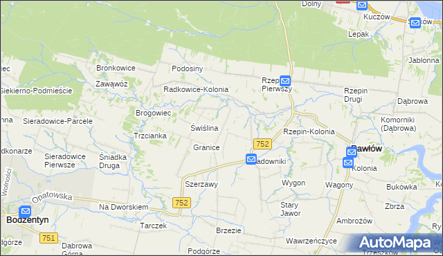 mapa Rzepinek gmina Pawłów, Rzepinek gmina Pawłów na mapie Targeo