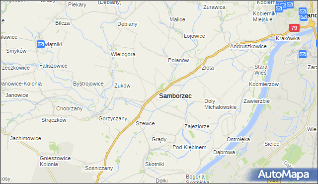 mapa Samborzec, Samborzec na mapie Targeo