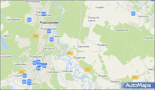 mapa Sasinowo, Sasinowo na mapie Targeo