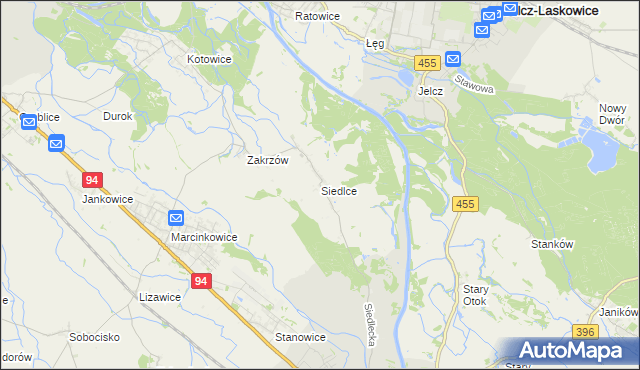 mapa Siedlce gmina Oława, Siedlce gmina Oława na mapie Targeo