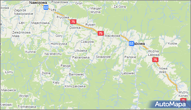 mapa Składziste, Składziste na mapie Targeo