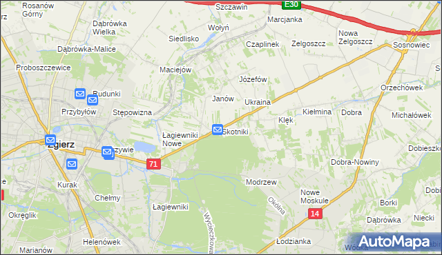 mapa Skotniki gmina Zgierz, Skotniki gmina Zgierz na mapie Targeo