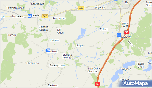 mapa Słupy gmina Szubin, Słupy gmina Szubin na mapie Targeo