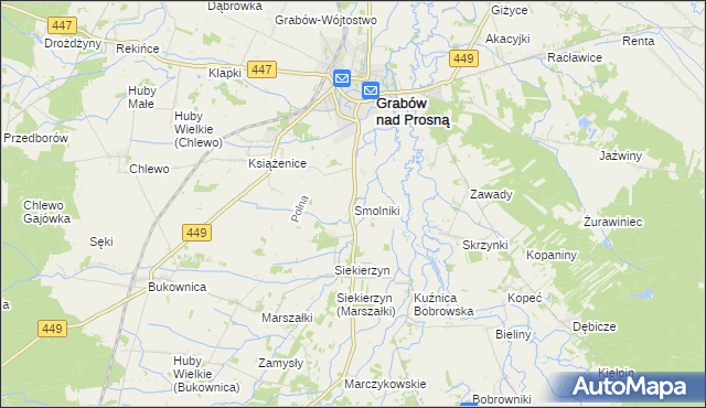 mapa Smolniki gmina Grabów nad Prosną, Smolniki gmina Grabów nad Prosną na mapie Targeo