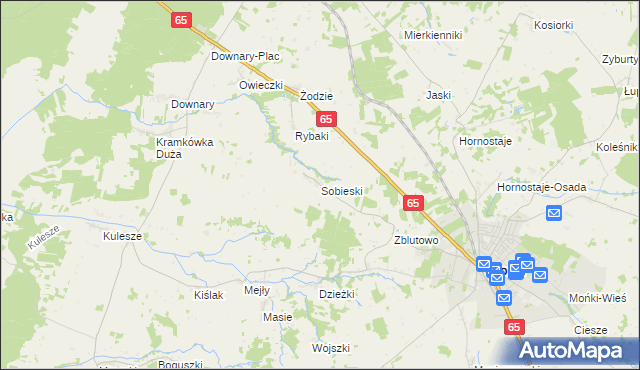 mapa Sobieski gmina Mońki, Sobieski gmina Mońki na mapie Targeo