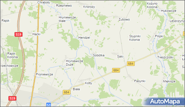 mapa Sobótka gmina Bielsk Podlaski, Sobótka gmina Bielsk Podlaski na mapie Targeo
