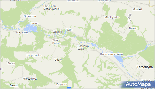 mapa Sosnowa Wola gmina Dzierzkowice, Sosnowa Wola gmina Dzierzkowice na mapie Targeo