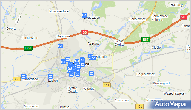 mapa Spalice, Spalice na mapie Targeo