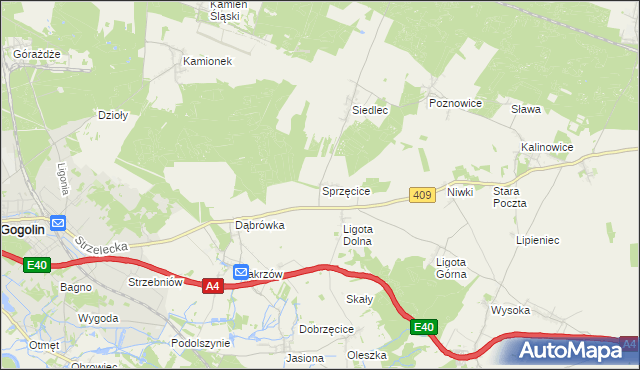 mapa Sprzęcice, Sprzęcice na mapie Targeo