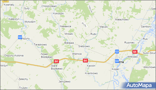 mapa Srebrowo, Srebrowo na mapie Targeo