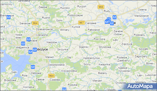 mapa Stadniki gmina Dobczyce, Stadniki gmina Dobczyce na mapie Targeo