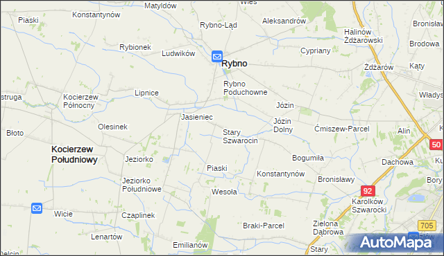 mapa Stary Szwarocin, Stary Szwarocin na mapie Targeo