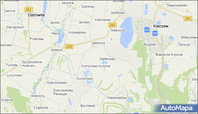 mapa Stefanowo gmina Kazimierz Biskupi, Stefanowo gmina Kazimierz Biskupi na mapie Targeo