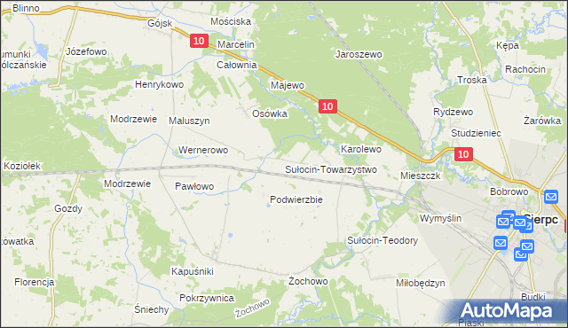 mapa Sułocin-Towarzystwo, Sułocin-Towarzystwo na mapie Targeo