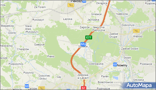 mapa Szewce gmina Sitkówka-Nowiny, Szewce gmina Sitkówka-Nowiny na mapie Targeo