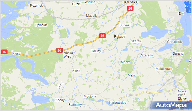 mapa Talusy Osada, Talusy Osada na mapie Targeo