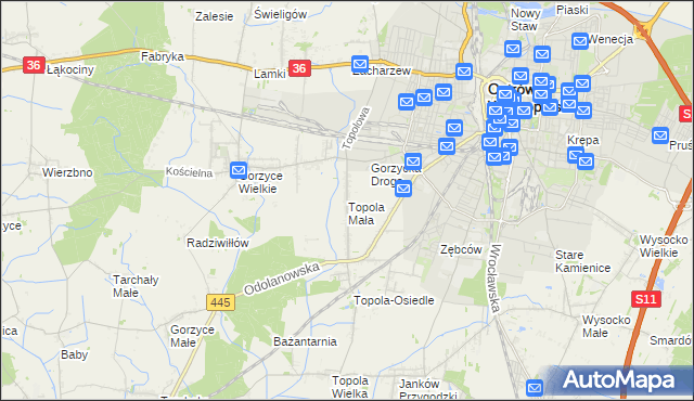 mapa Topola Mała, Topola Mała na mapie Targeo