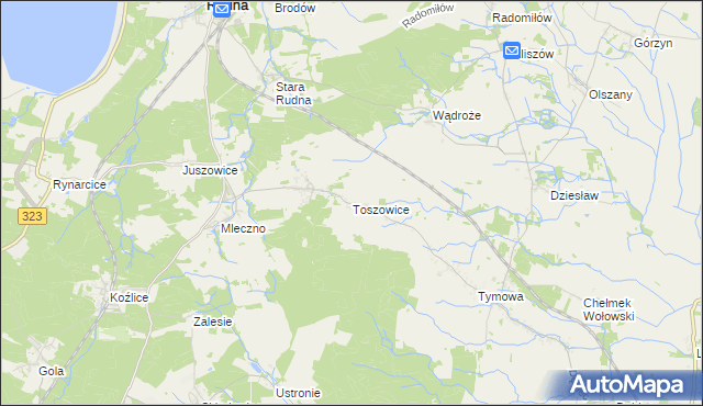 mapa Toszowice, Toszowice na mapie Targeo