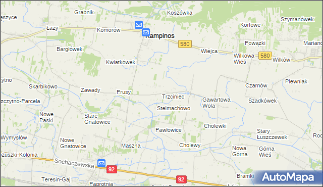mapa Trzciniec gmina Leszno, Trzciniec gmina Leszno na mapie Targeo
