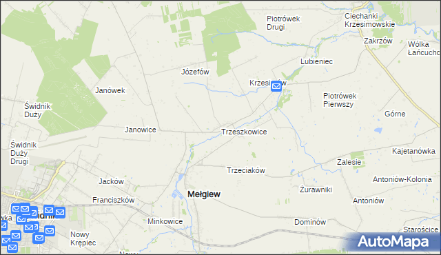 mapa Trzeszkowice, Trzeszkowice na mapie Targeo